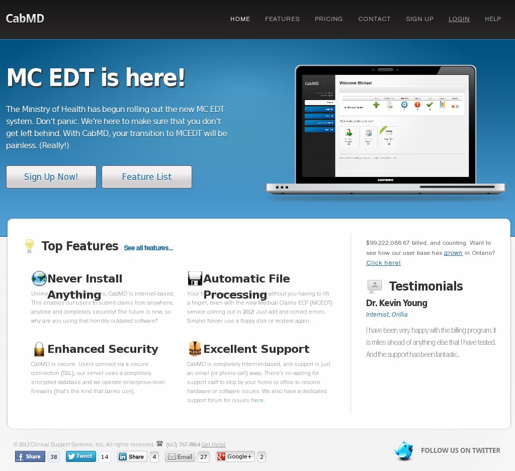 cabMD website screenshot